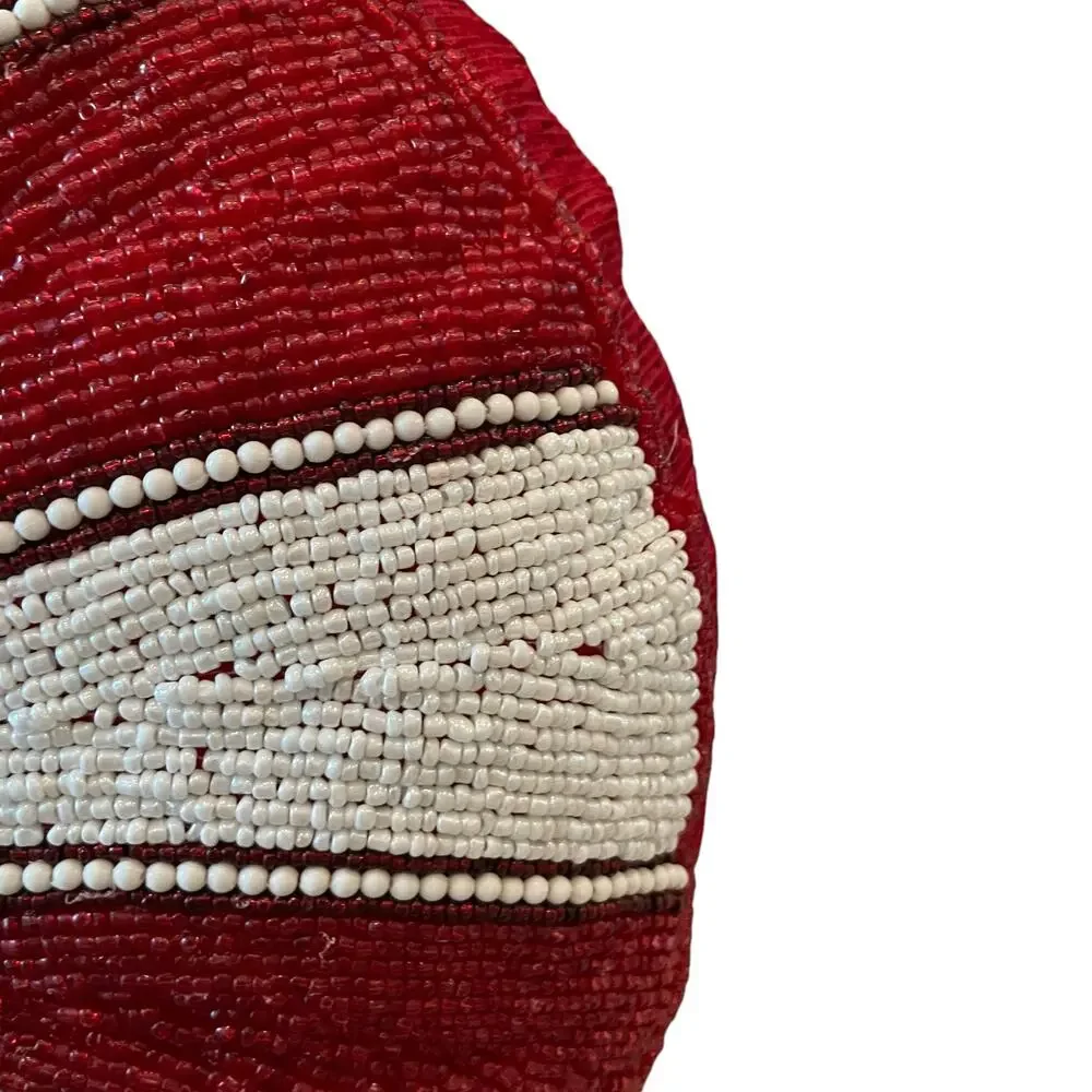 Beaded Christmas Peppermint Candy Pillow 15in Holiday Decor by Peppermint Square